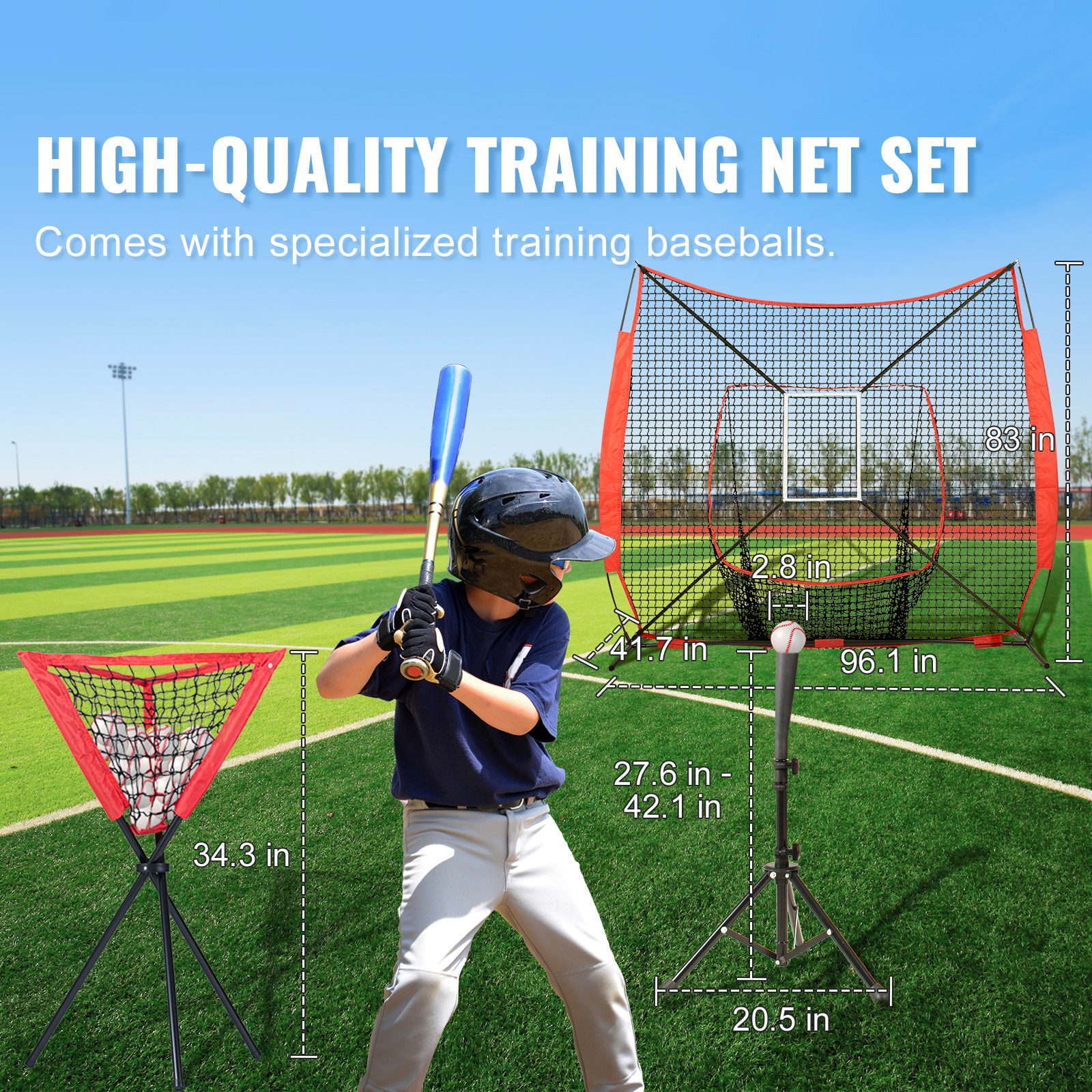Baseball Softball Practice Net For Kids With Bow Frame And Tee_voghion.com